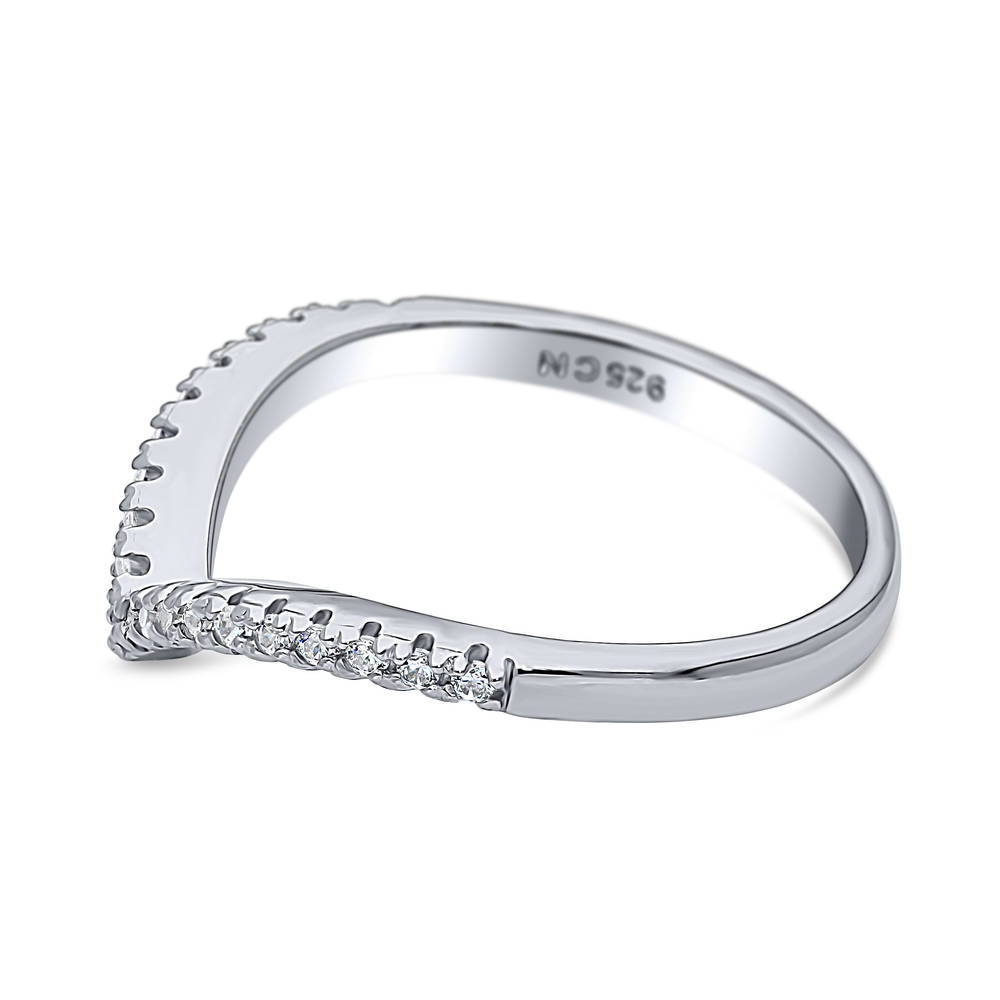 Angle view of Wishbone CZ Eternity Ring in Sterling Silver, 5 of 8