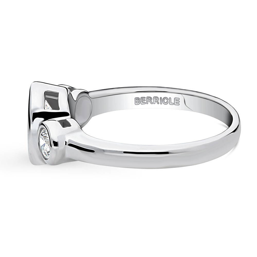 Angle view of 3-Stone 1.2ct Oval CZ Ring in Sterling Silver, 5 of 8