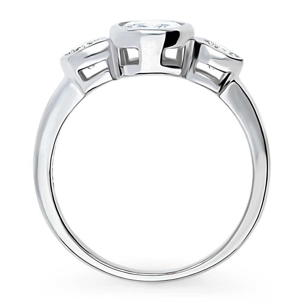 Alternate view of 3-Stone 1.2ct Oval CZ Ring in Sterling Silver, 7 of 8