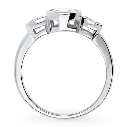 3-Stone 1.2ct Oval CZ Ring in Sterling Silver