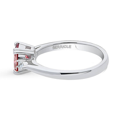 3-Stone 1.2ct Red Oval CZ Ring in Sterling Silver