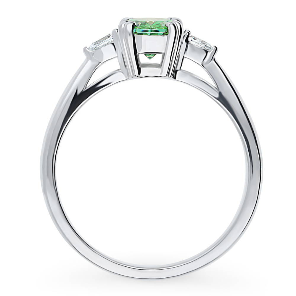 Alternate view of 3-Stone 1.2ct Green Oval CZ Ring in Sterling Silver, 8 of 8