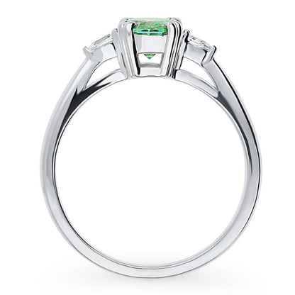 3-Stone 1.2ct Green Oval CZ Ring in Sterling Silver