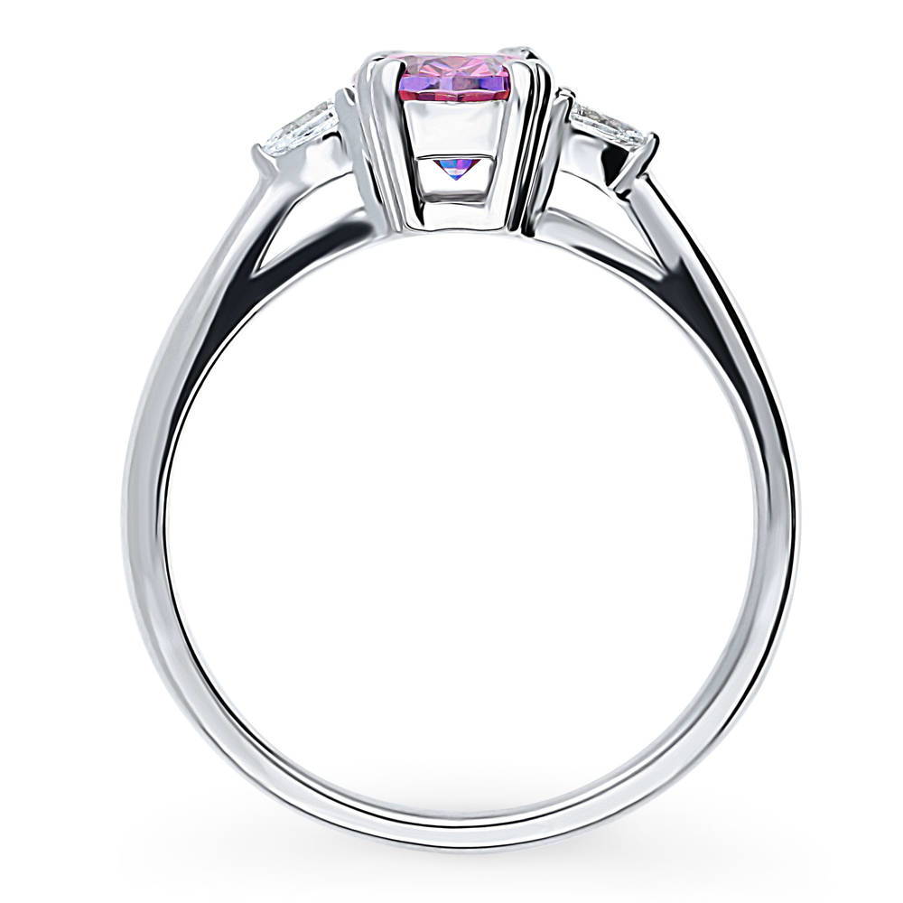 Alternate view of 3-Stone 1.2ct Purple Oval CZ Ring in Sterling Silver, 8 of 8