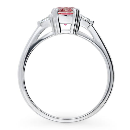 3-Stone 0.8ct Red CZ Ring in Sterling Silver