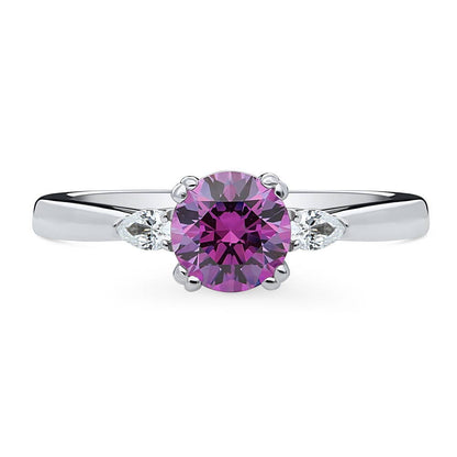 3-Stone 0.8ct Purple CZ Ring in Sterling Silver