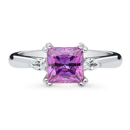 3-Stone 1.2ct Purple Princess CZ Ring in Sterling Silver