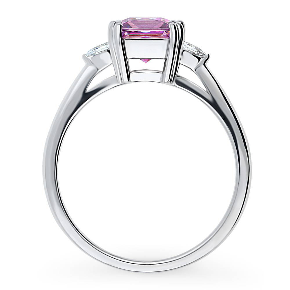 Alternate view of 3-Stone 1.2ct Purple Princess CZ Ring in Sterling Silver, 8 of 8