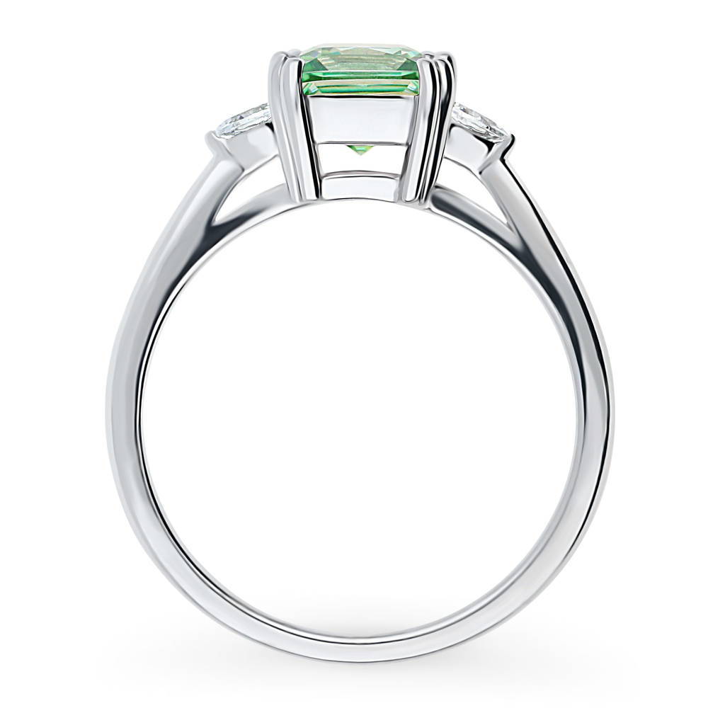 3-Stone 1.2ct Green Princess CZ Ring in Sterling Silver