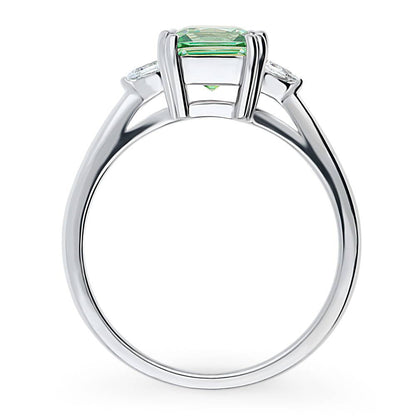3-Stone 1.2ct Green Princess CZ Ring in Sterling Silver