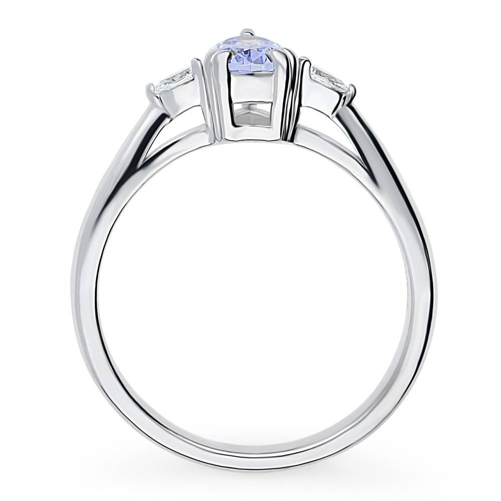 Alternate view of 3-Stone 0.8ct Greyish Blue Pear CZ Ring in Sterling Silver, 8 of 8