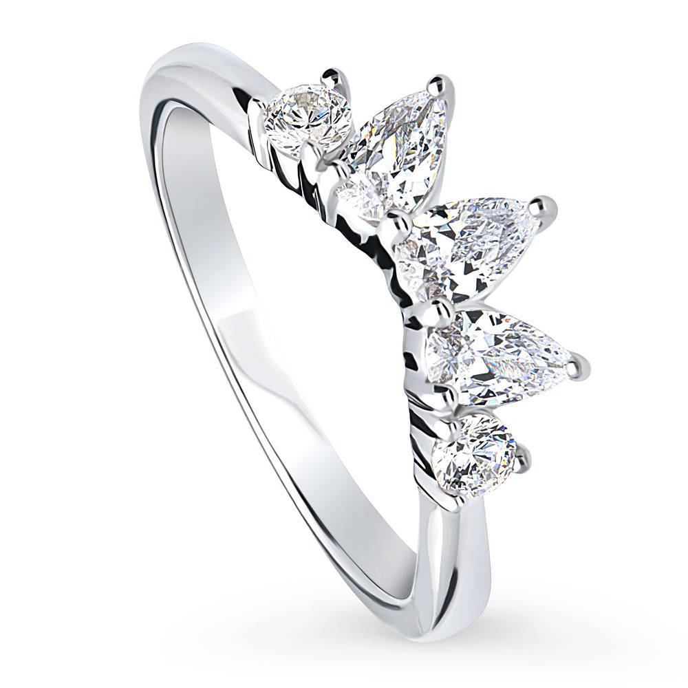 Front view of 5-Stone Wishbone CZ Band in Sterling Silver, 4 of 8