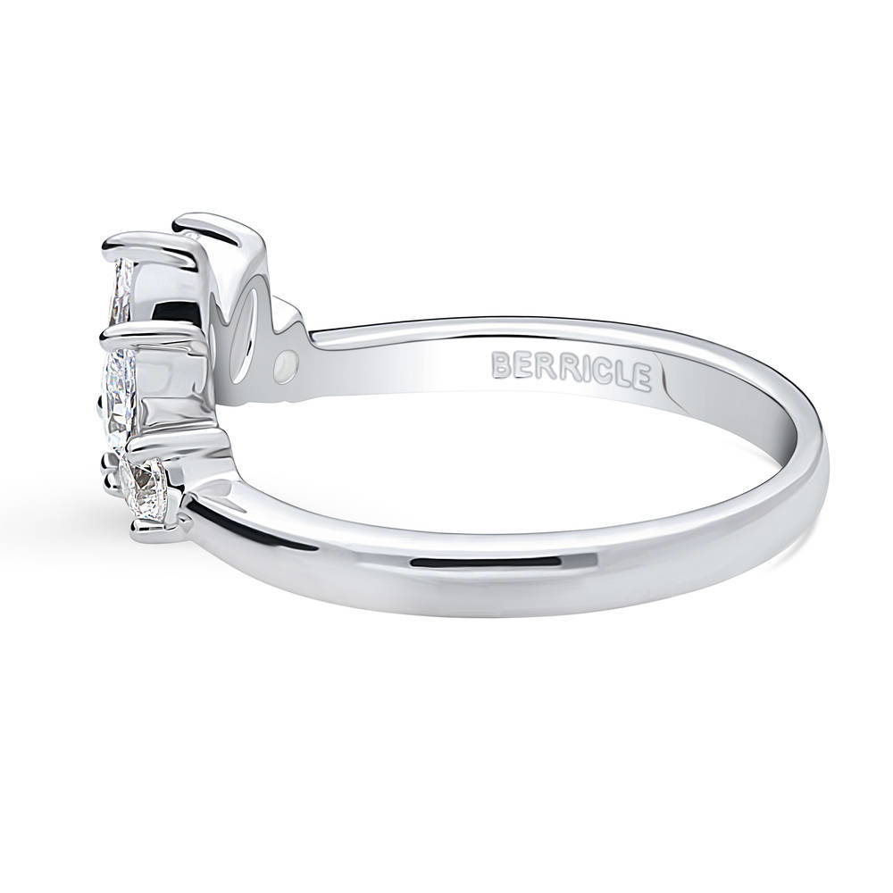 Angle view of 5-Stone Wishbone CZ Curved Band in Sterling Silver, 5 of 8