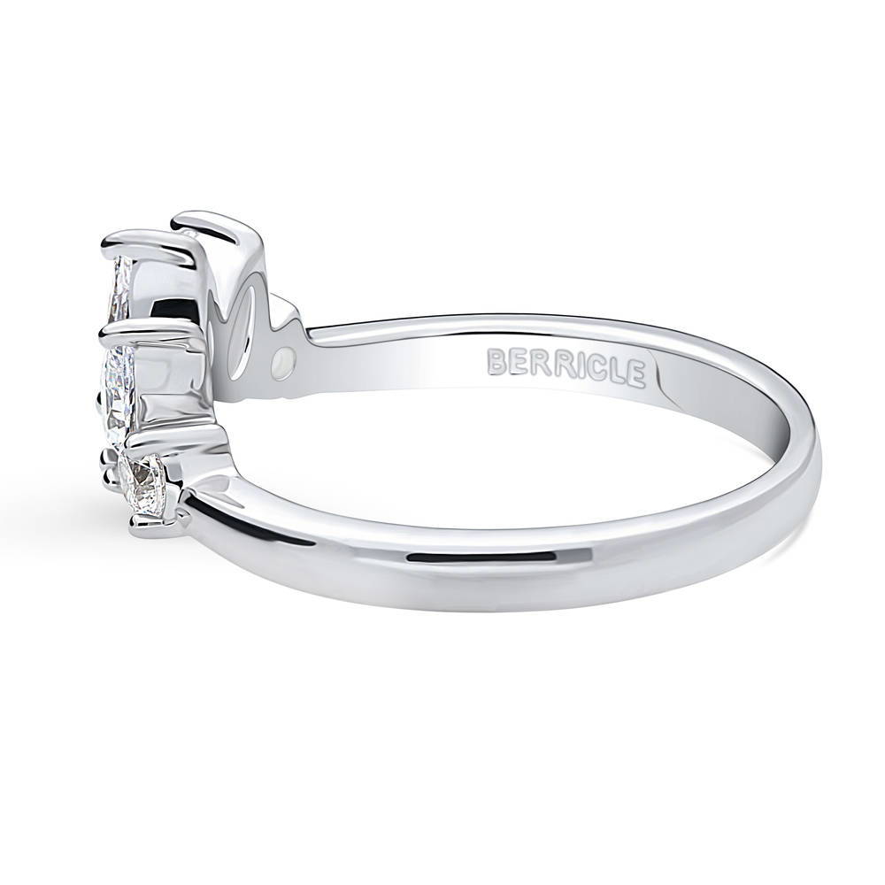 Angle view of 5-Stone Wishbone CZ Band in Sterling Silver, 5 of 8