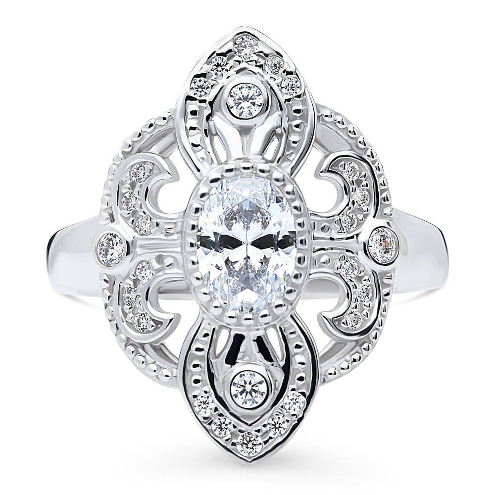 Milgrain CZ Ring in Sterling Silver, 1 of 8