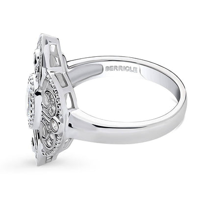 Milgrain CZ Ring in Sterling Silver