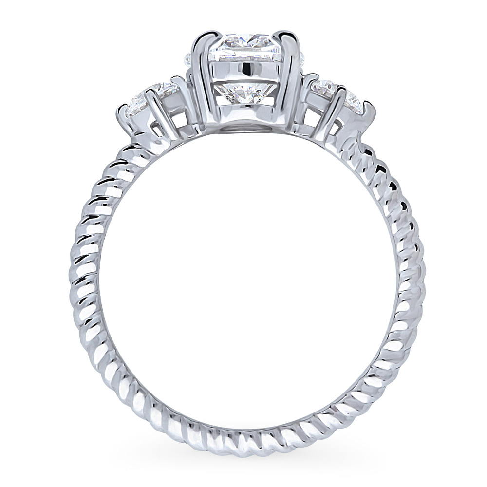 Alternate view of 3-Stone Cable 1.8ct Oval CZ Ring in Sterling Silver, 8 of 9