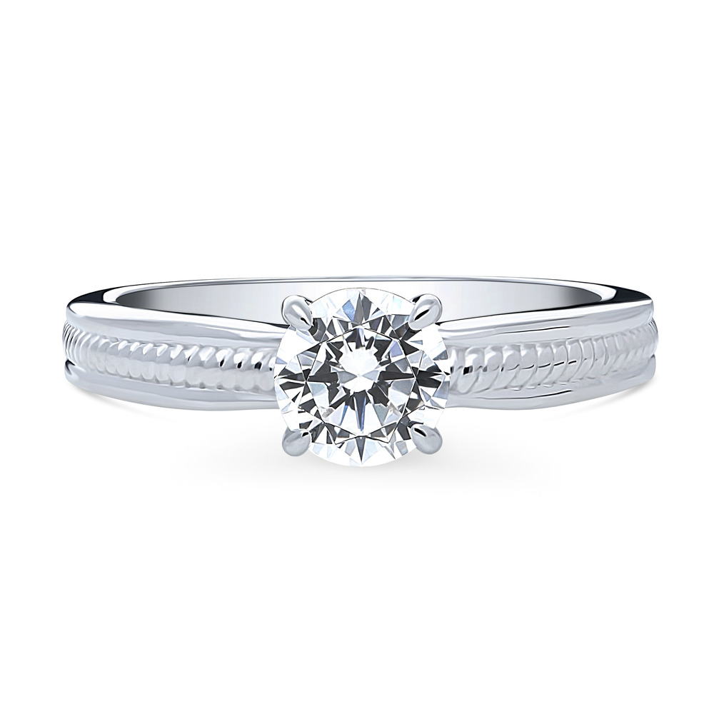 Solitaire Cable 0.8ct CZ Ring in Sterling Silver