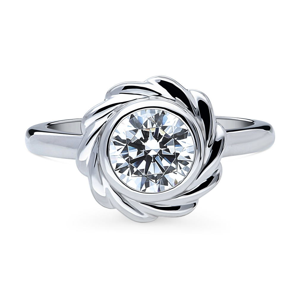 Woven Solitaire 1.25ct Bezel CZ Ring in Sterling Silver, 1 of 8