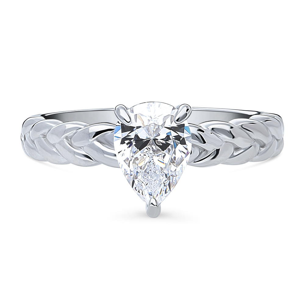 Woven Solitaire 1ct CZ Ring in Sterling Silver, 1 of 8