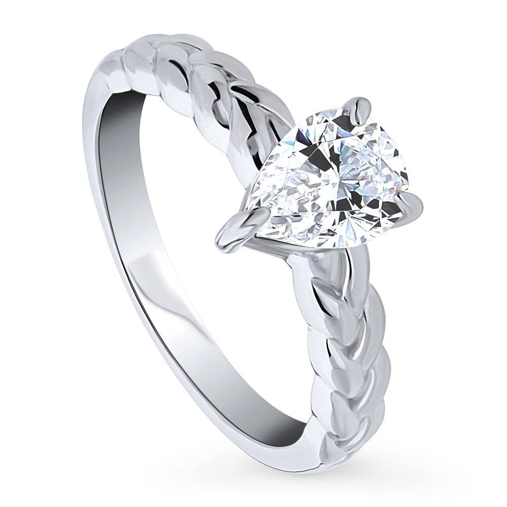 Woven Solitaire 1ct CZ Ring in Sterling Silver