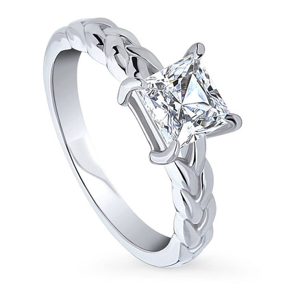 Woven Solitaire 1.2ct CZ Ring in Sterling Silver