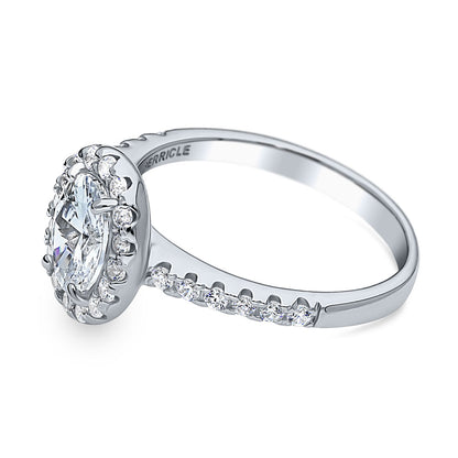 Halo Oval Cut CZ Ring in Sterling Silver