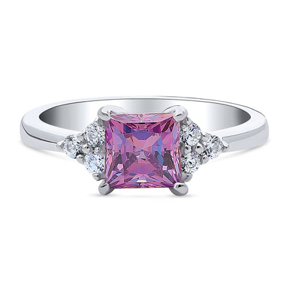 Solitaire 1.2ct Purple Princess CZ Ring in Sterling Silver
