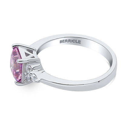 Solitaire 1.2ct Purple Princess CZ Ring in Sterling Silver