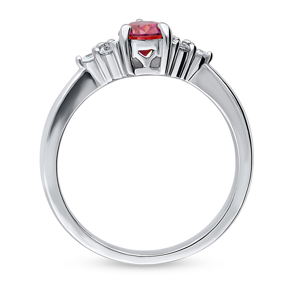 Alternate view of Solitaire 0.8ct Red Pear CZ Ring in Sterling Silver, 7 of 7