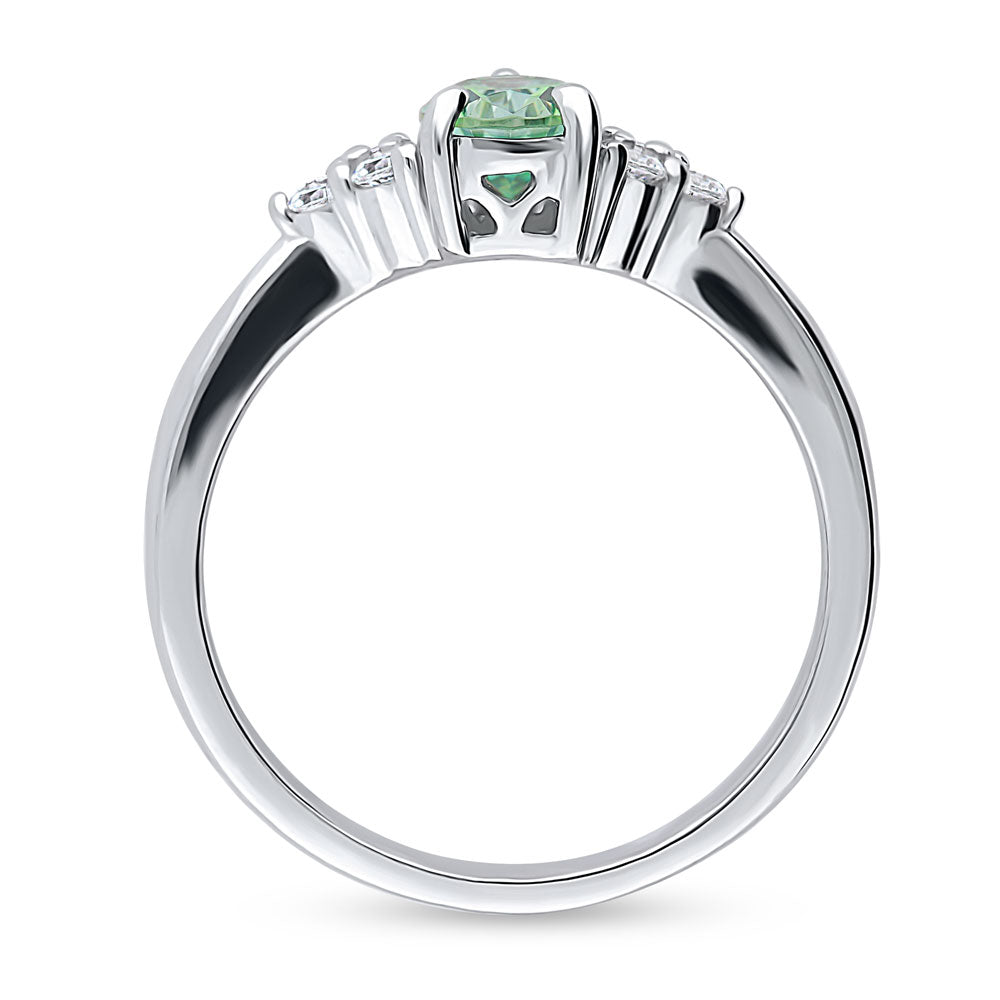 Solitaire 0.8ct Green Pear CZ Ring in Sterling Silver
