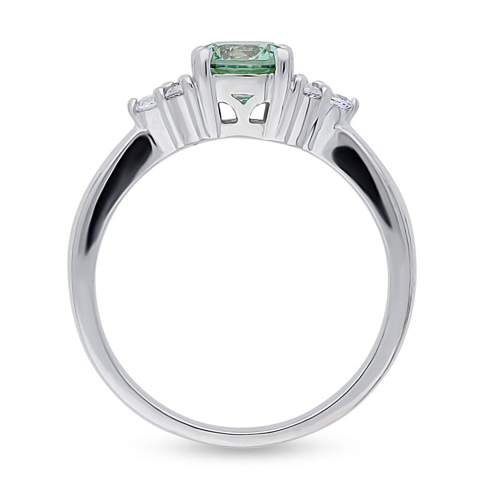 Solitaire Green Round CZ Ring in Sterling Silver 0.8ct
