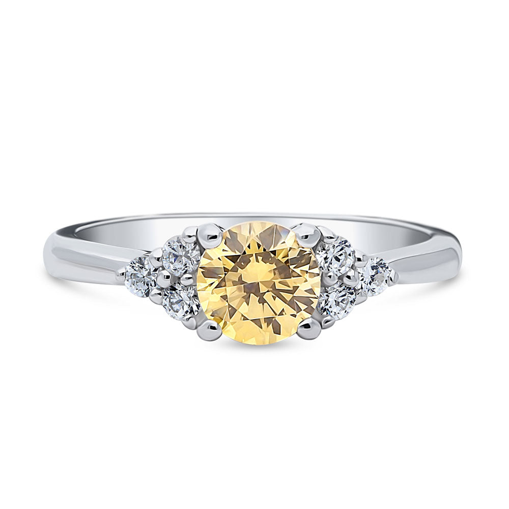 Solitaire 0.8ct Yellow CZ Ring in Sterling Silver