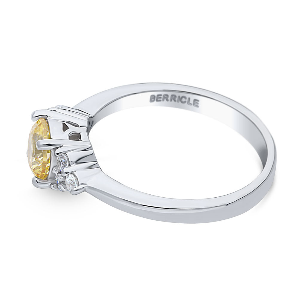 Angle view of Solitaire 0.8ct Yellow CZ Ring in Sterling Silver, 5 of 7