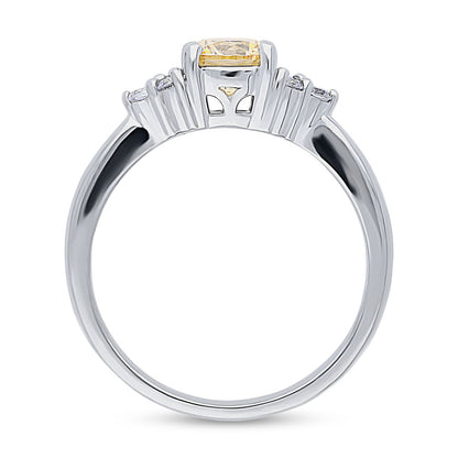 Solitaire 0.8ct Yellow CZ Ring in Sterling Silver