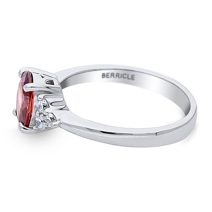 Solitaire 1.2ct Red Oval CZ Ring in Sterling Silver