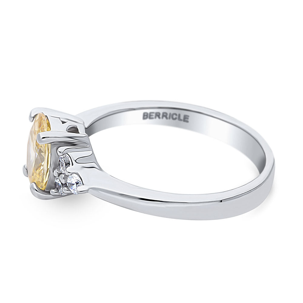 Angle view of Solitaire 1.2ct Yellow Oval CZ Ring in Sterling Silver, 5 of 7