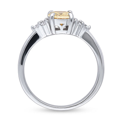 Solitaire 1.2ct Yellow Oval CZ Ring in Sterling Silver