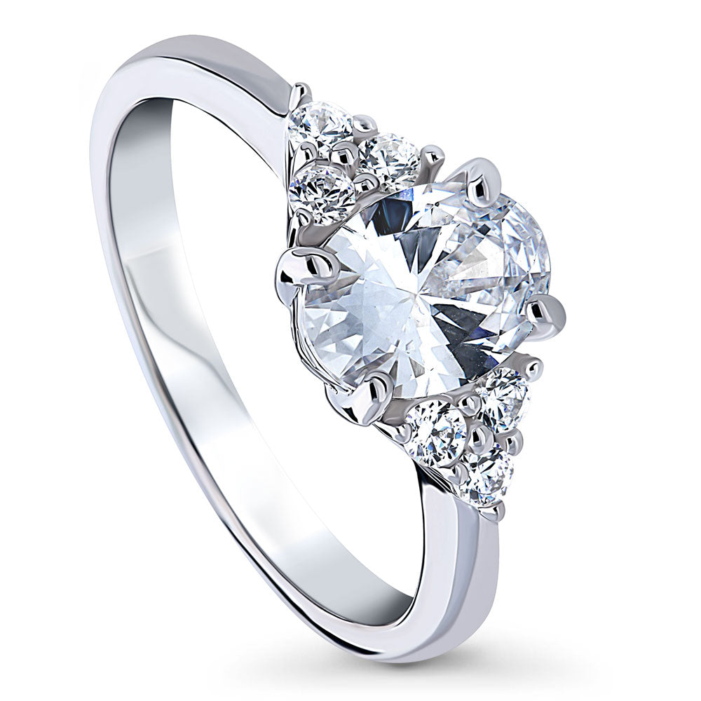 Solitaire 1.2ct Oval CZ Ring in Sterling Silver