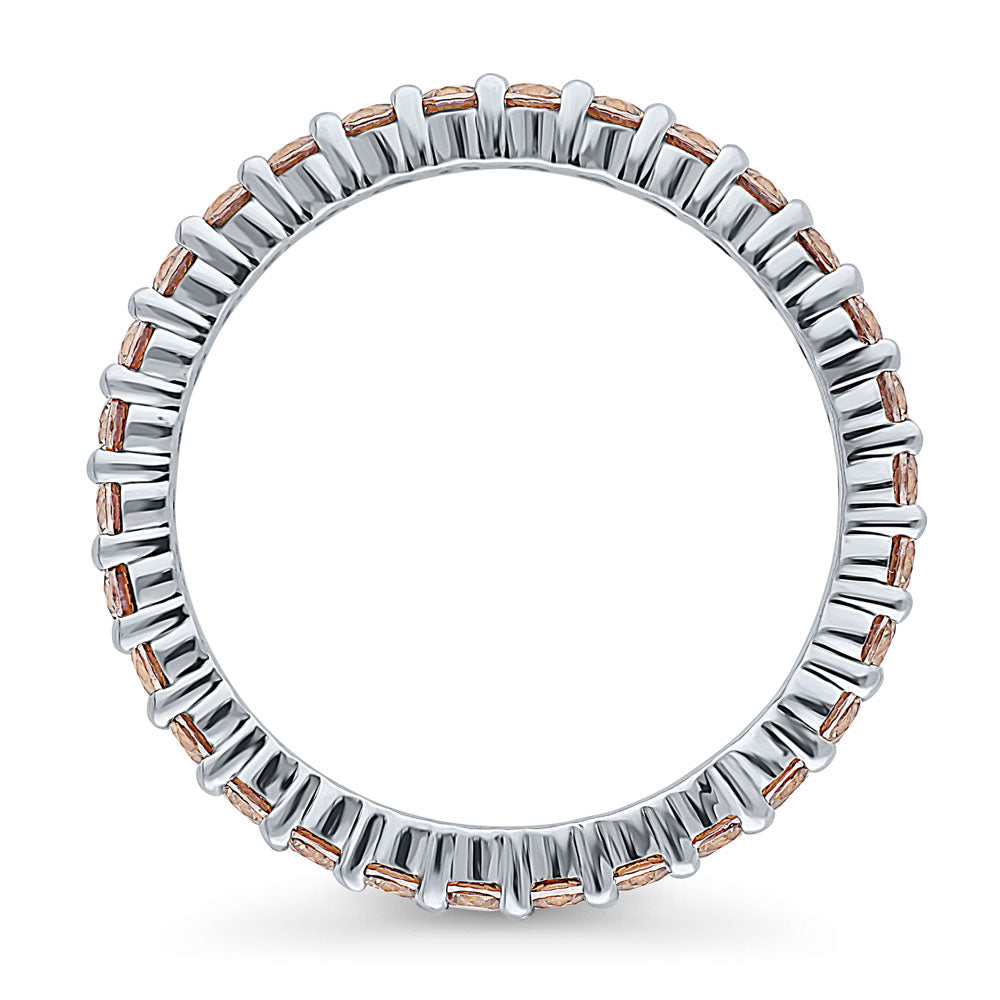 Angle view of Caramel Pave CZ Eternity Ring in Sterling Silver, 5 of 5