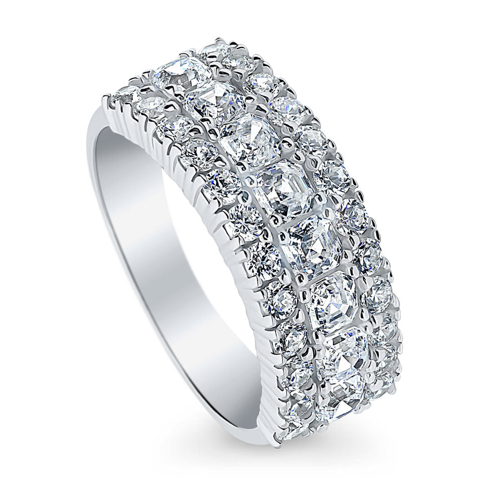 Front view of Art Deco CZ Half Eternity Ring in Sterling Silver, 3 of 8