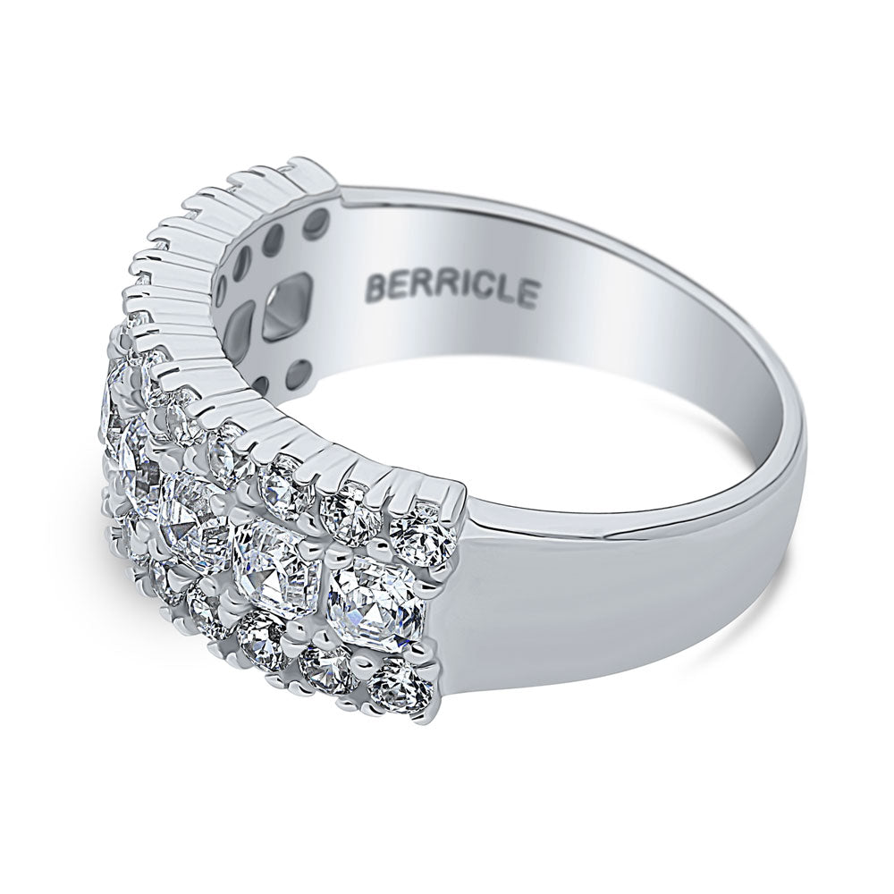 Angle view of Art Deco CZ Half Eternity Ring in Sterling Silver, 4 of 8