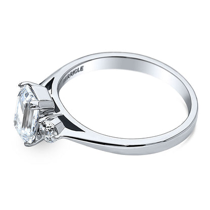 3-Stone 1ct Emerald Cut CZ Ring in Sterling Silver