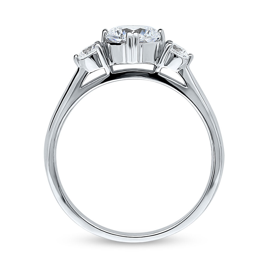 Alternate view of 3-Stone 1.25ct Octagon Sun Cut CZ Ring in Sterling Silver, 5 of 5