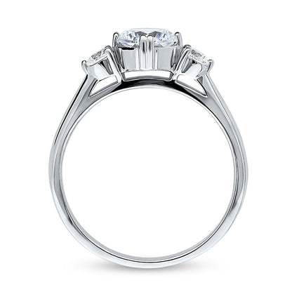 3-Stone 1.25ct Octagon Sun Cut CZ Ring in Sterling Silver