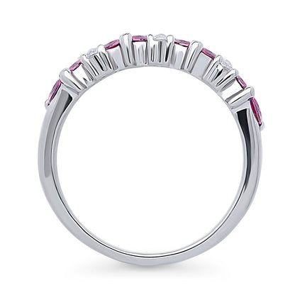 Flower Cluster Purple CZ Band in Sterling Silver