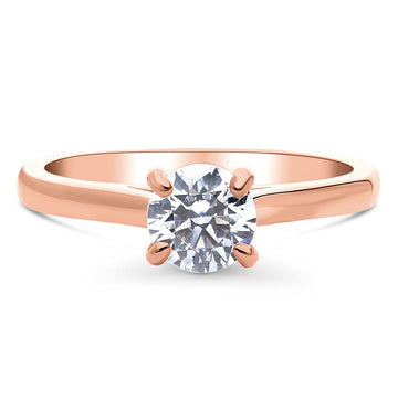 Solitaire 0.8ct Round CZ Ring in Rose Gold Plated Sterling Silver