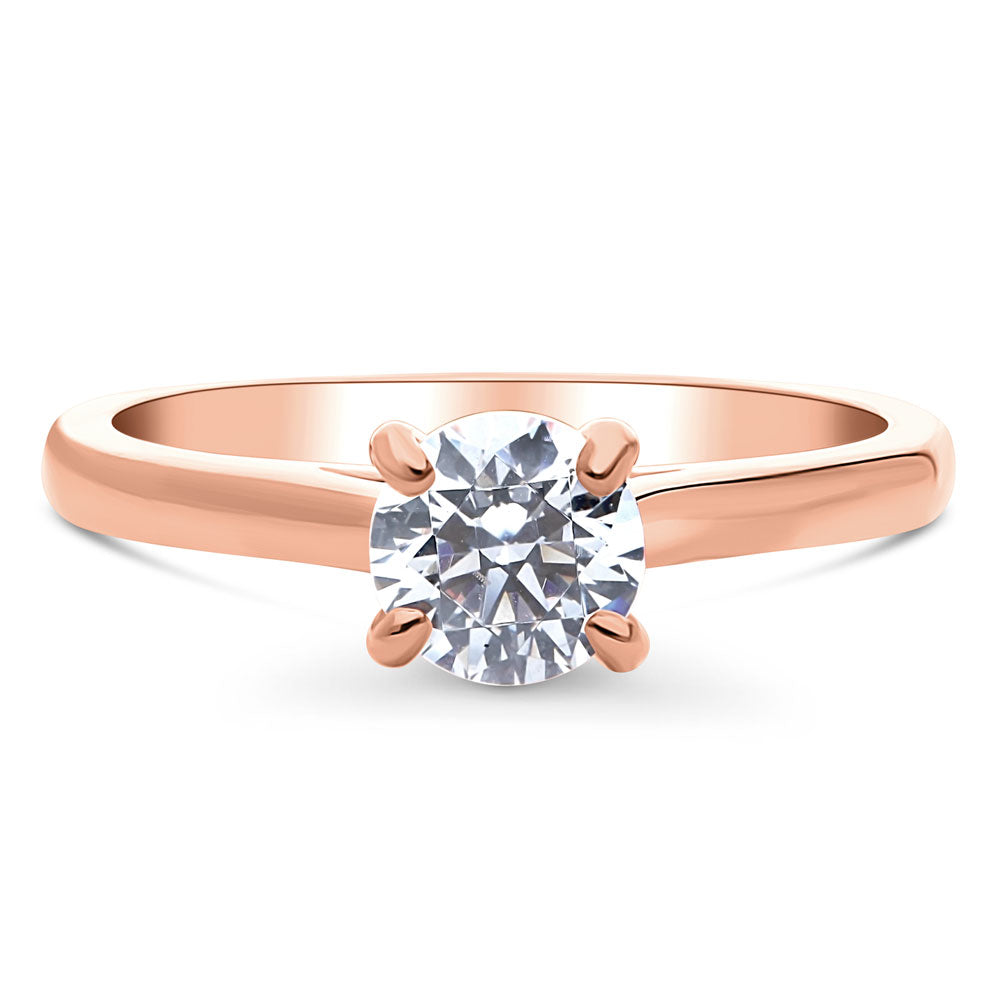 Solitaire 0.8ct CZ Ring in Rose Gold Plated Sterling Silver