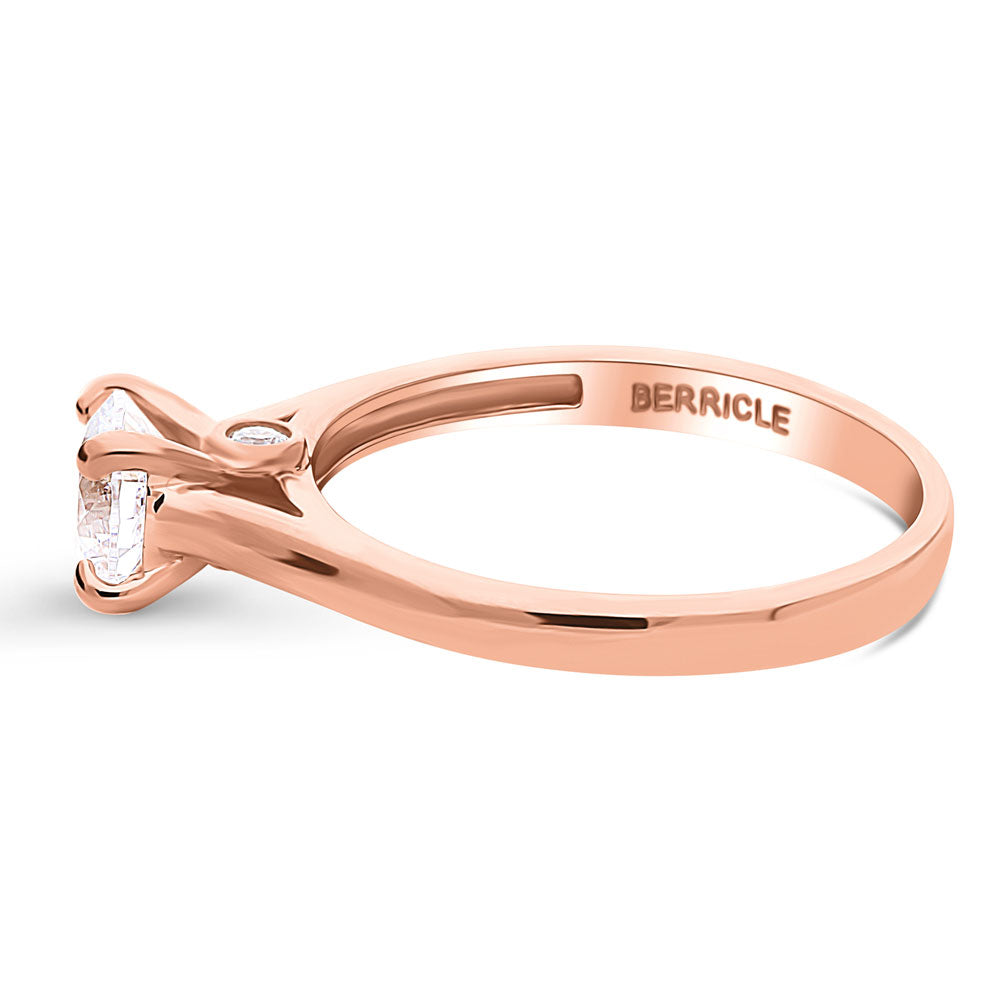 Angle view of Solitaire 0.8ct CZ Ring in Rose Gold Plated Sterling Silver, 5 of 7