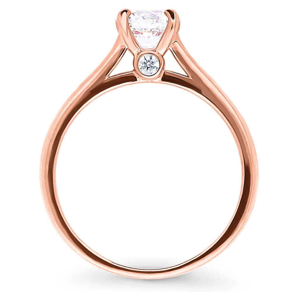 Solitaire 0.8ct Round CZ Ring in Rose Gold Plated Sterling Silver